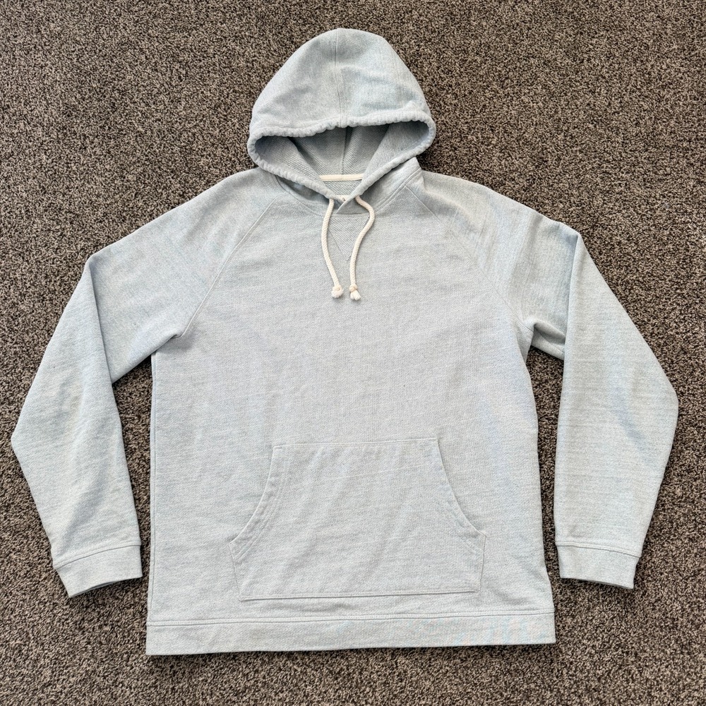 Wellen Recycled Denim Hoodie French Terry Denim Men's Size Large Gray Outdoor